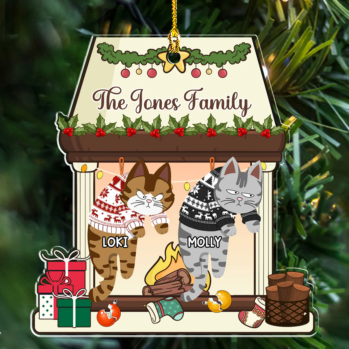 We Are Not Naughty Cats - Personalized Custom Acrylic Ornament - Image 3