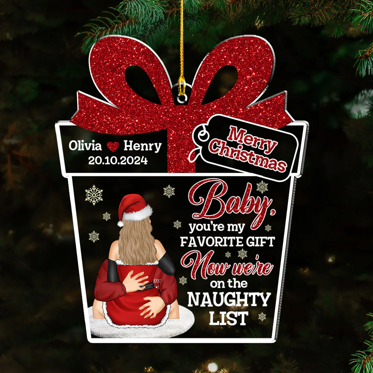 We Are On The Naughty List - Personalized Custom Acrylic Ornament - Image 2