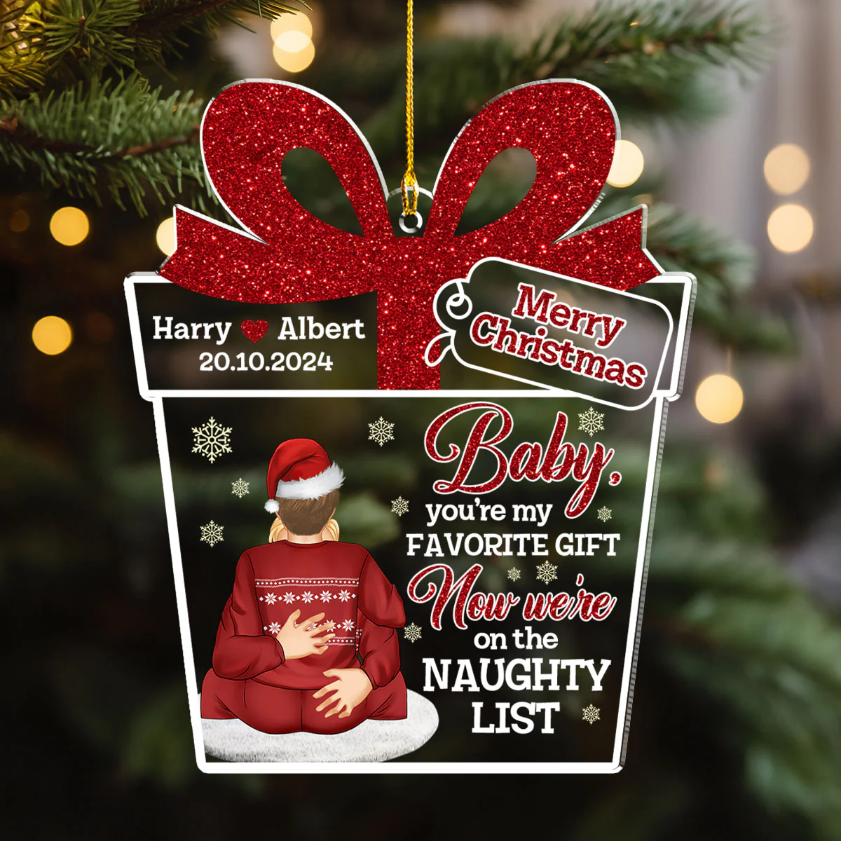 We Are On The Naughty List - Personalized Custom Acrylic Ornament - Image 4