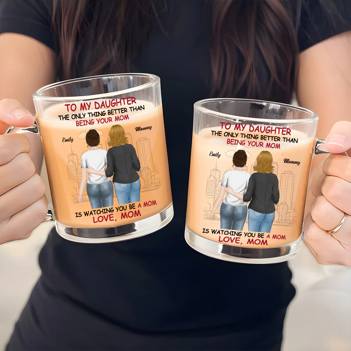We Are Proud Of You Daughter - Personalized Custom Glass Mug - Image 3
