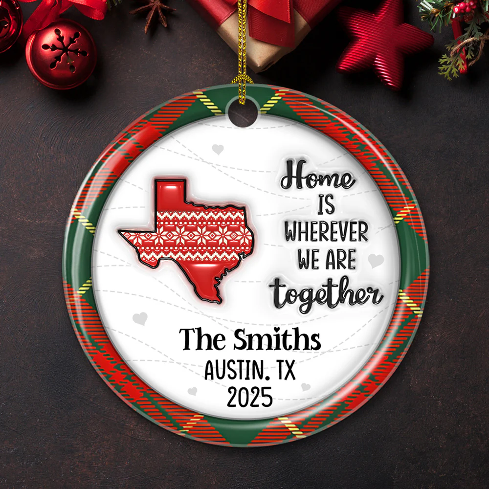 We Are Together Family - Personalized Custom 3D Inflated Effect Ceramic Ornament - Image 5