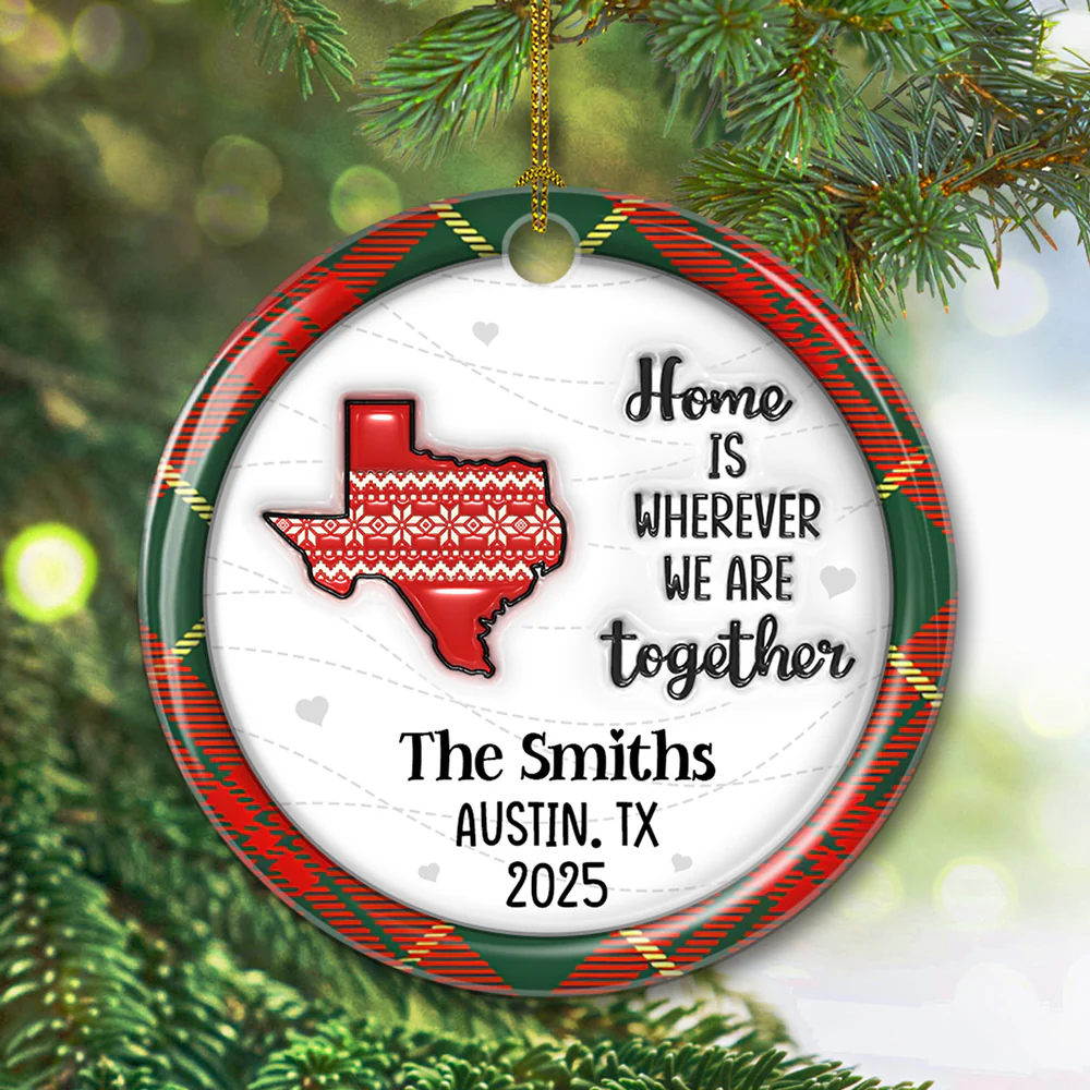 We Are Together Family - Personalized Custom 3D Inflated Effect Ceramic Ornament - Image 6