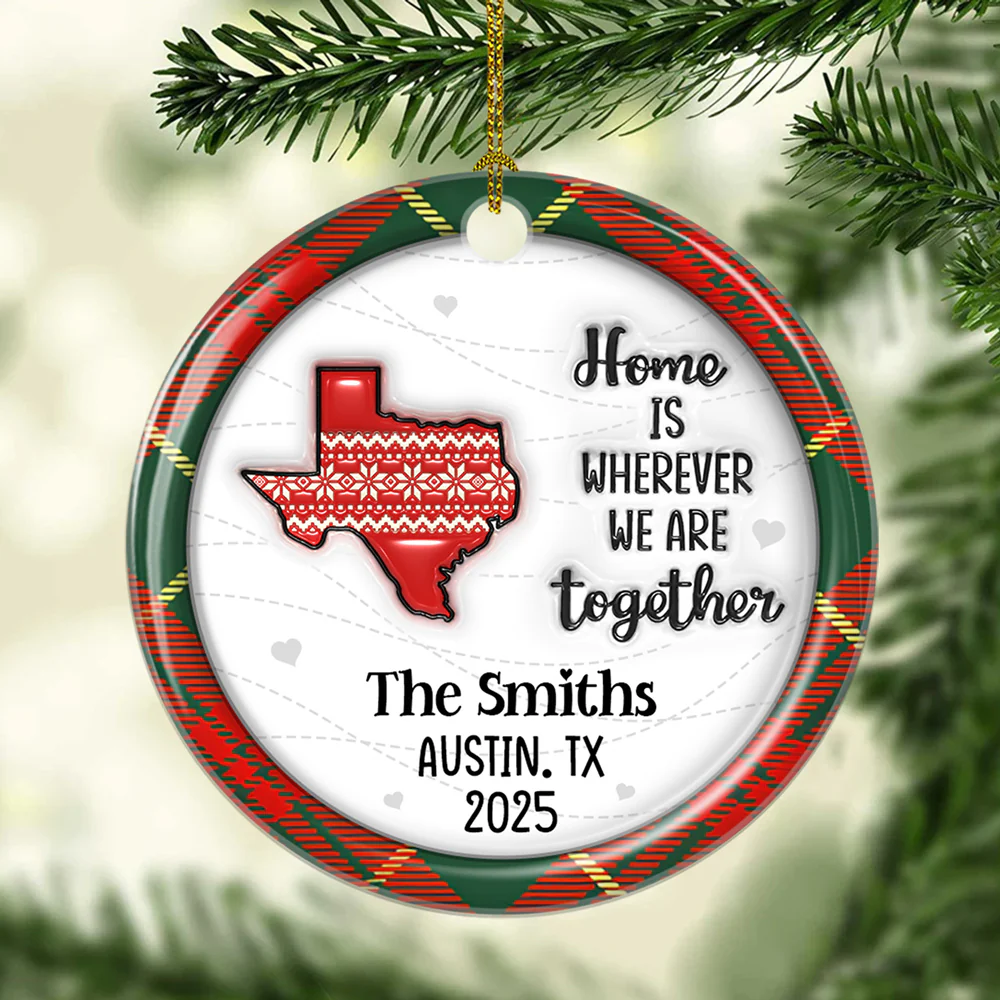 We Are Together Family - Personalized Custom 3D Inflated Effect Ceramic Ornament - Image 7