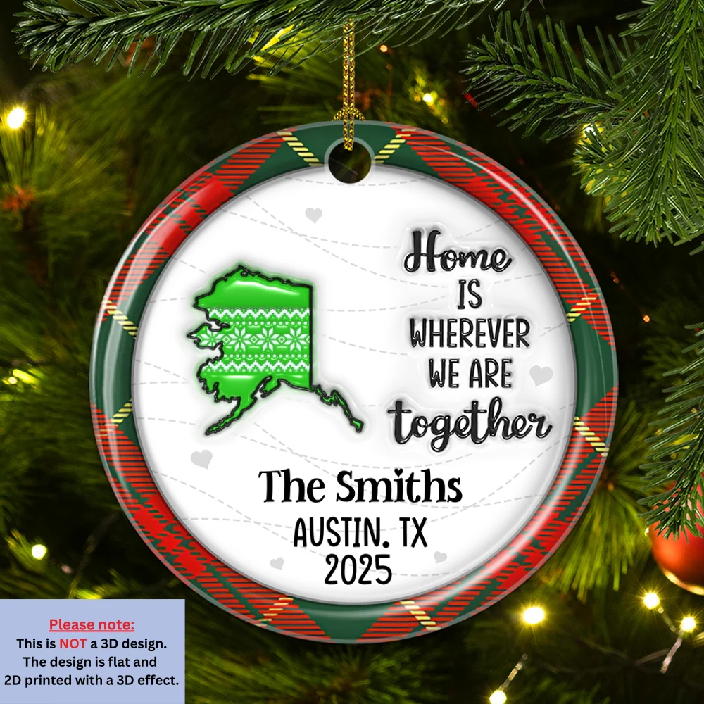 We Are Together Family - Personalized Custom 3D Inflated Effect Ceramic Ornament - Image 8