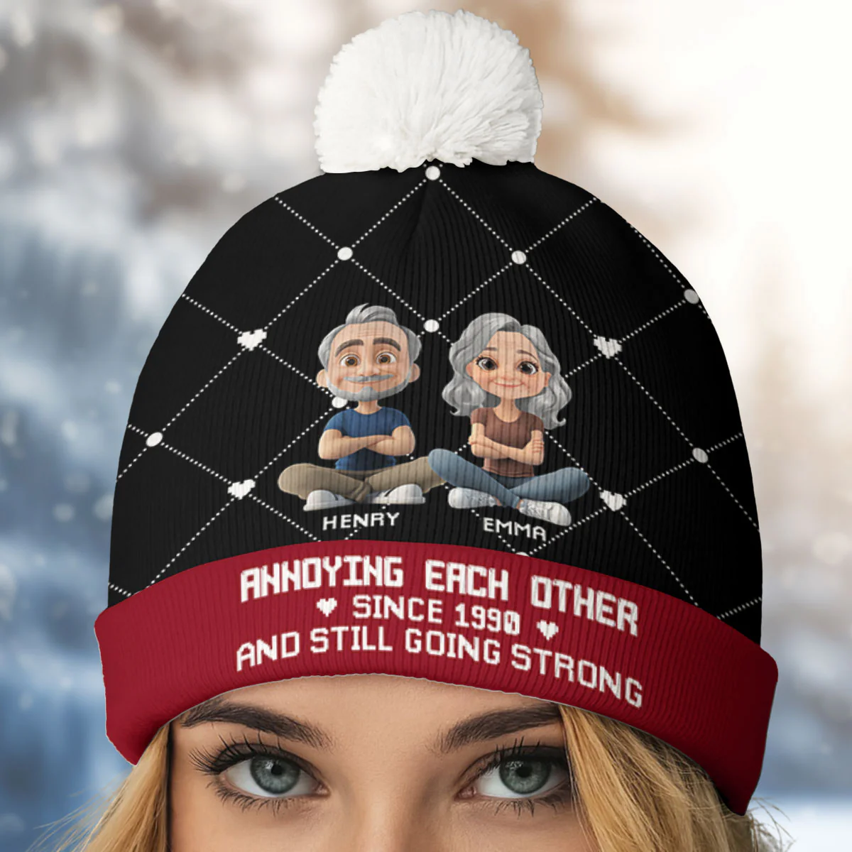 We Are Together Forever - Personalized Custom Bobble Beanie Hat - Image 2