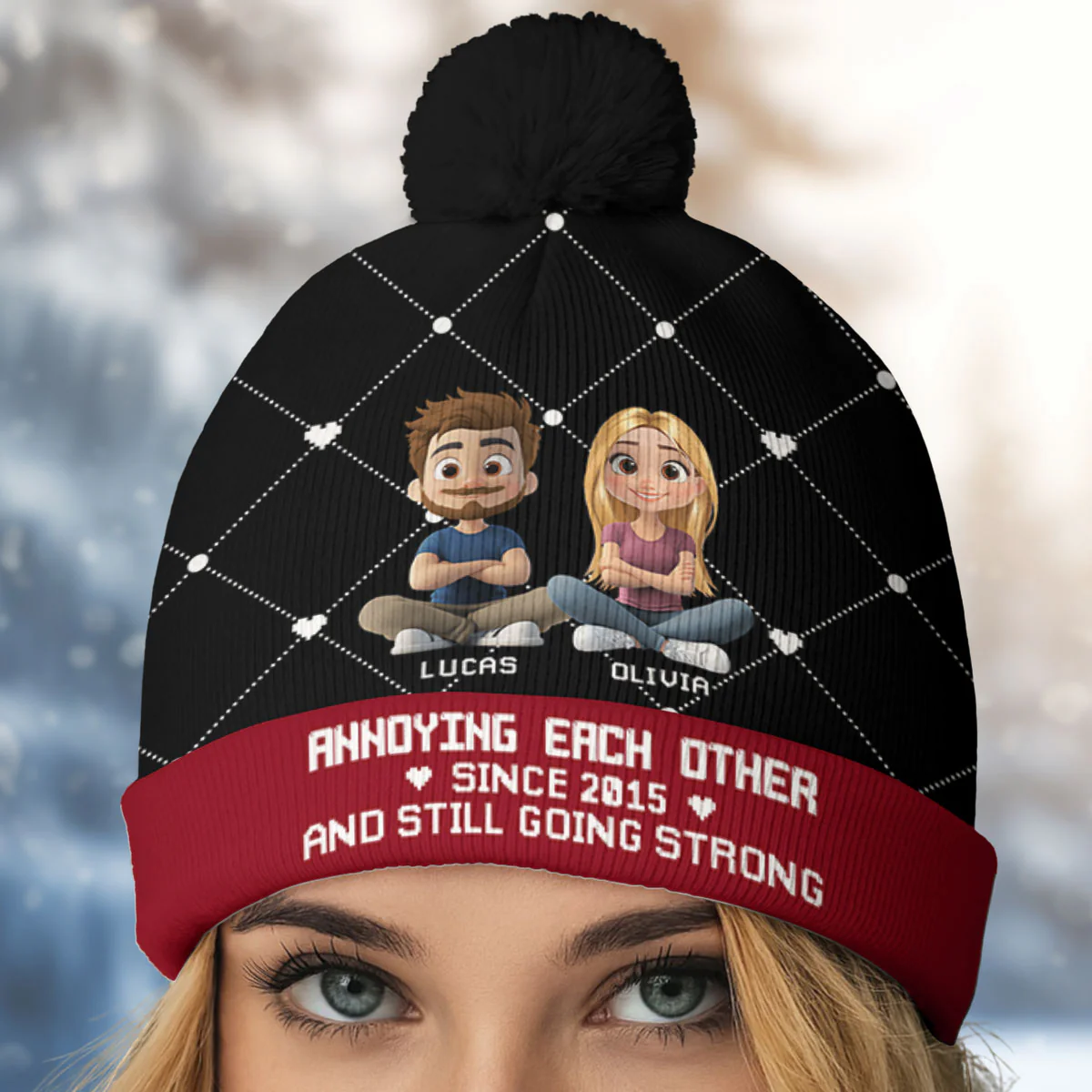 We Are Together Forever - Personalized Custom Bobble Beanie Hat - Image 5