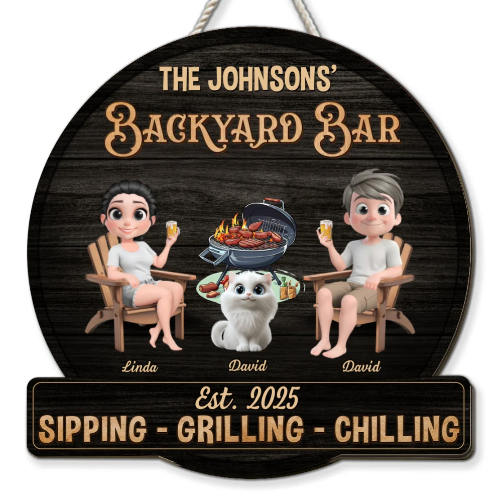 We At Pool And Patio With Cat - Personalized Custom Wood Sign - Image 6