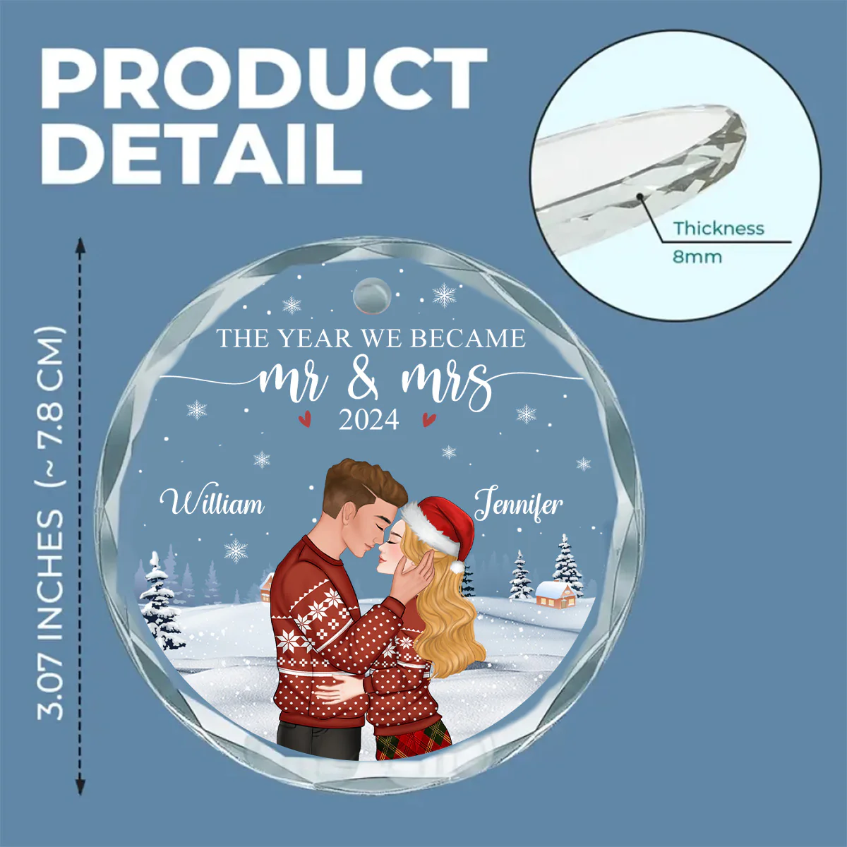 We Became Mr And Mrs - Personalized Custom Glass Ornament - Image 6