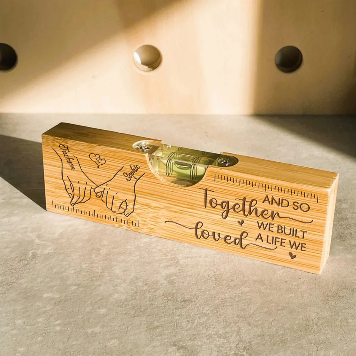 We Built A Life We Loved - Personalized Custom Engraved Wooden Spirit Level Bottle Opener - Image 4