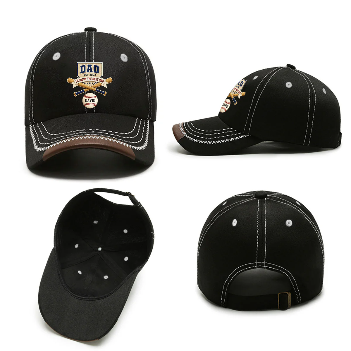 We Caught The Best Baseball Dad - Personalized Custom Vintage Soft Baseball Cap - Image 5