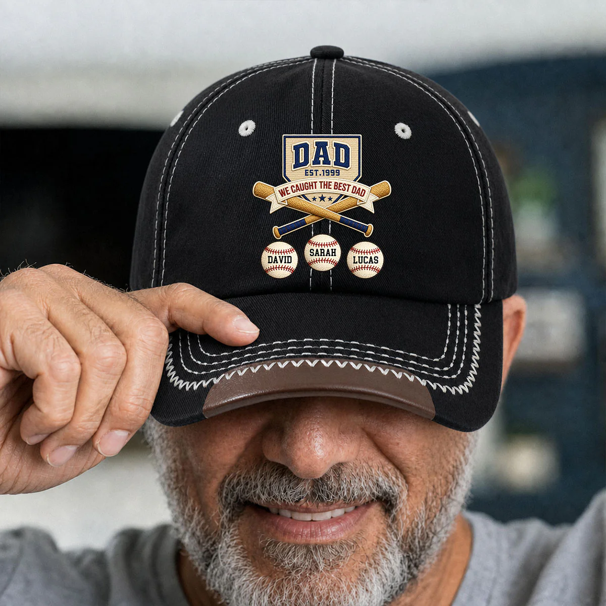 We Caught The Best Baseball Dad - Personalized Custom Vintage Soft Baseball Cap - Image 6