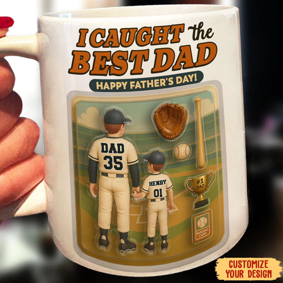 We Caught The Best Dad Baseball - Personalized Custom Coffee Mug - Image 4