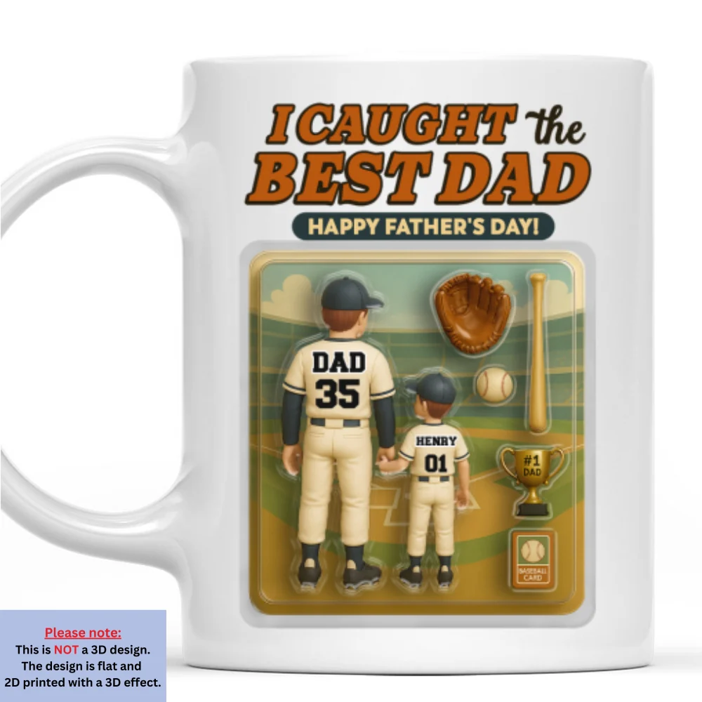 We Caught The Best Dad Baseball - Personalized Custom Coffee Mug - Image 7