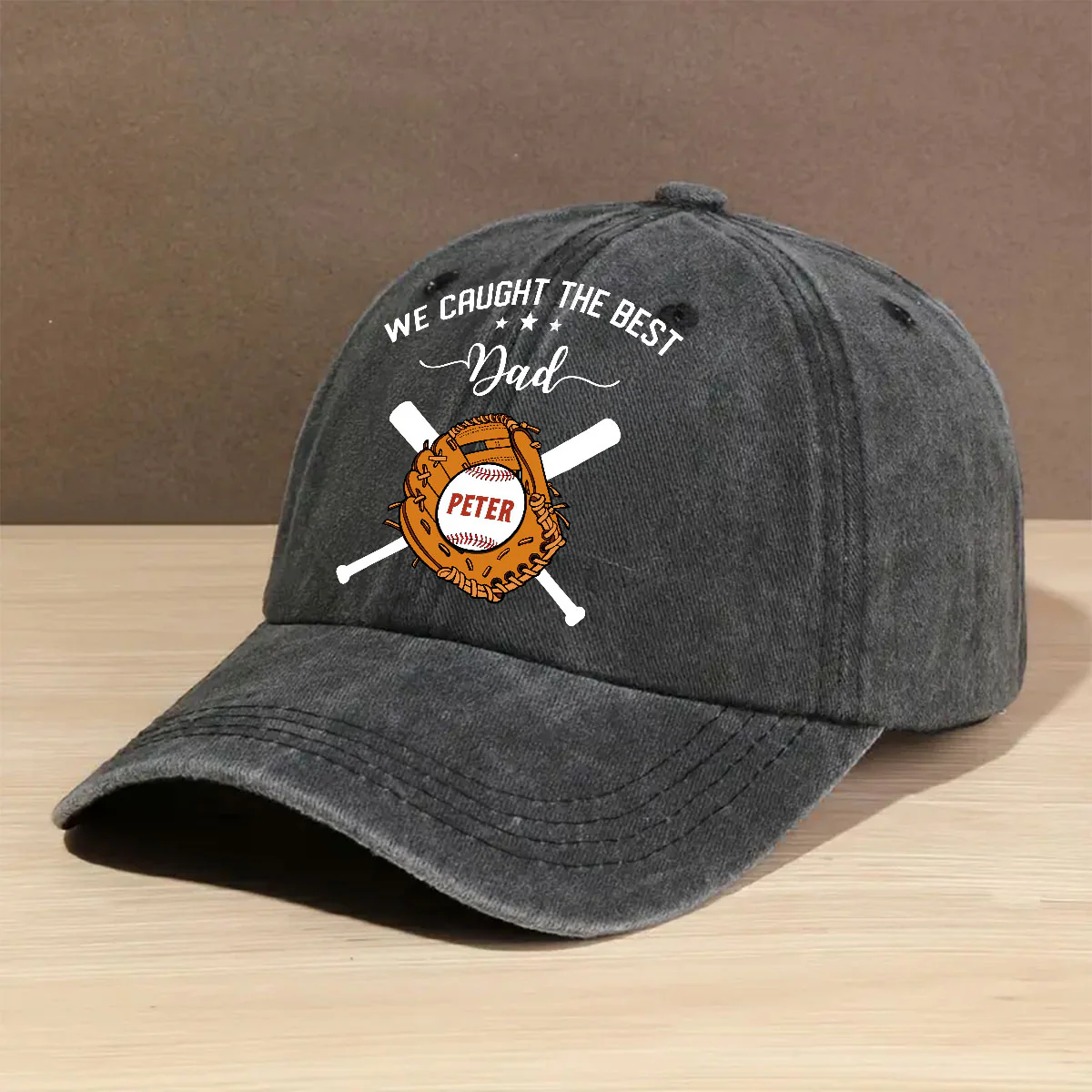 We Caught The Best Dad - Personalized Custom Vintage Washed Denim Cap - Image 2
