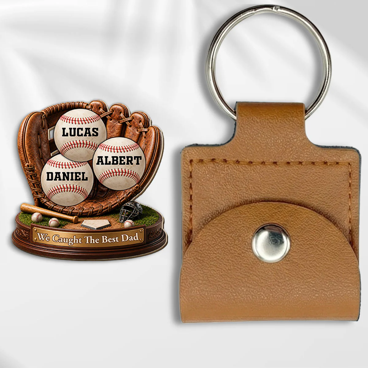 We Caught The Best Dad - Personalized Custom Wooden Pocket Hug