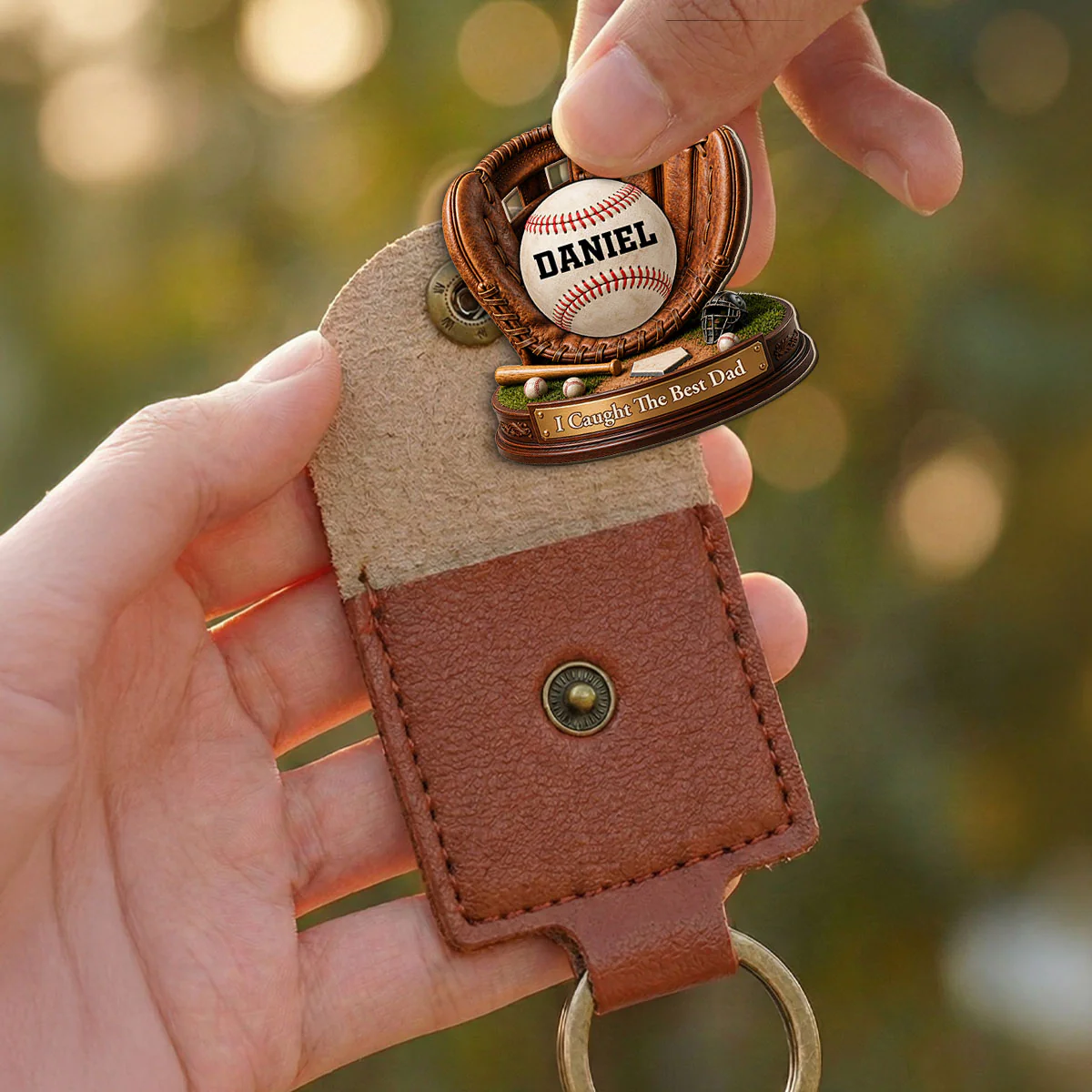 We Caught The Best Dad - Personalized Custom Wooden Pocket Hug - Image 2