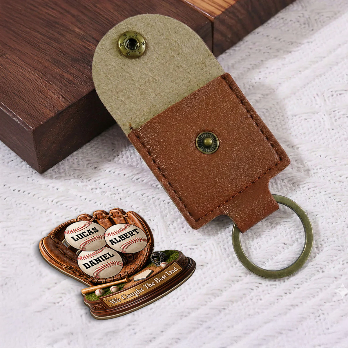 We Caught The Best Dad - Personalized Custom Wooden Pocket Hug - Image 3