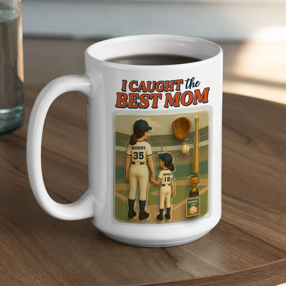We Caught The Best Mom Baseball - Personalized Custom Coffee Mug - Image 4