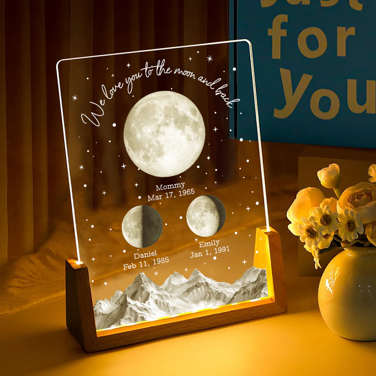 We Cherish You Beyond Stars - Personalized Custom Plaque With Walnut Base - Image 2