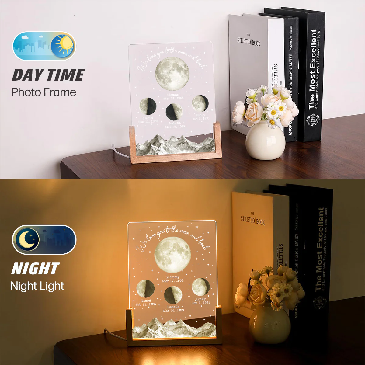We Cherish You Beyond Stars - Personalized Custom Plaque With Walnut Base - Image 6