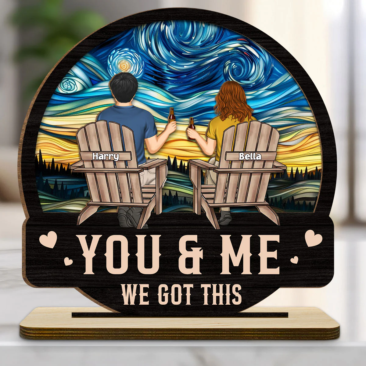 We got this - Personalized Custom 2-Layer Wood Plaque With Flat Base - Image 3