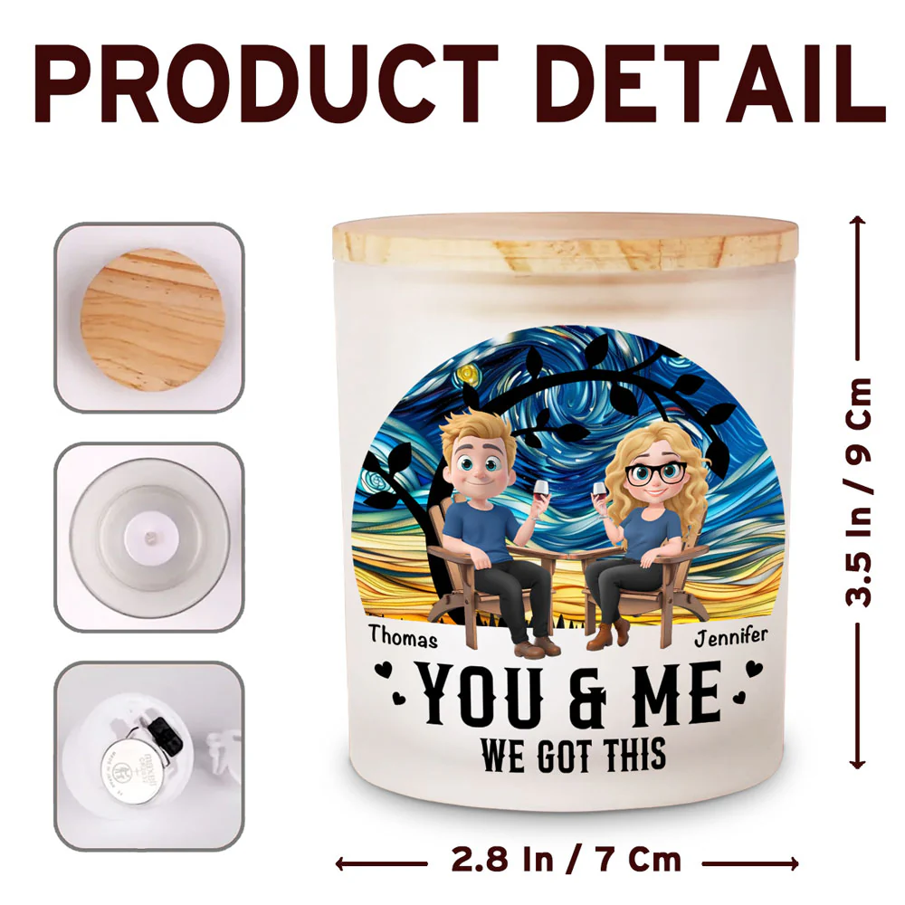 We Got This - Personalized Custom Glass Jar With LED Candle - Image 5