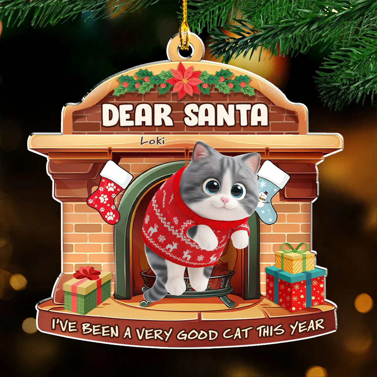 We Have Been Very Good Cats Santa Cartoonize - Personalized Custom Acrylic Ornament - Image 2