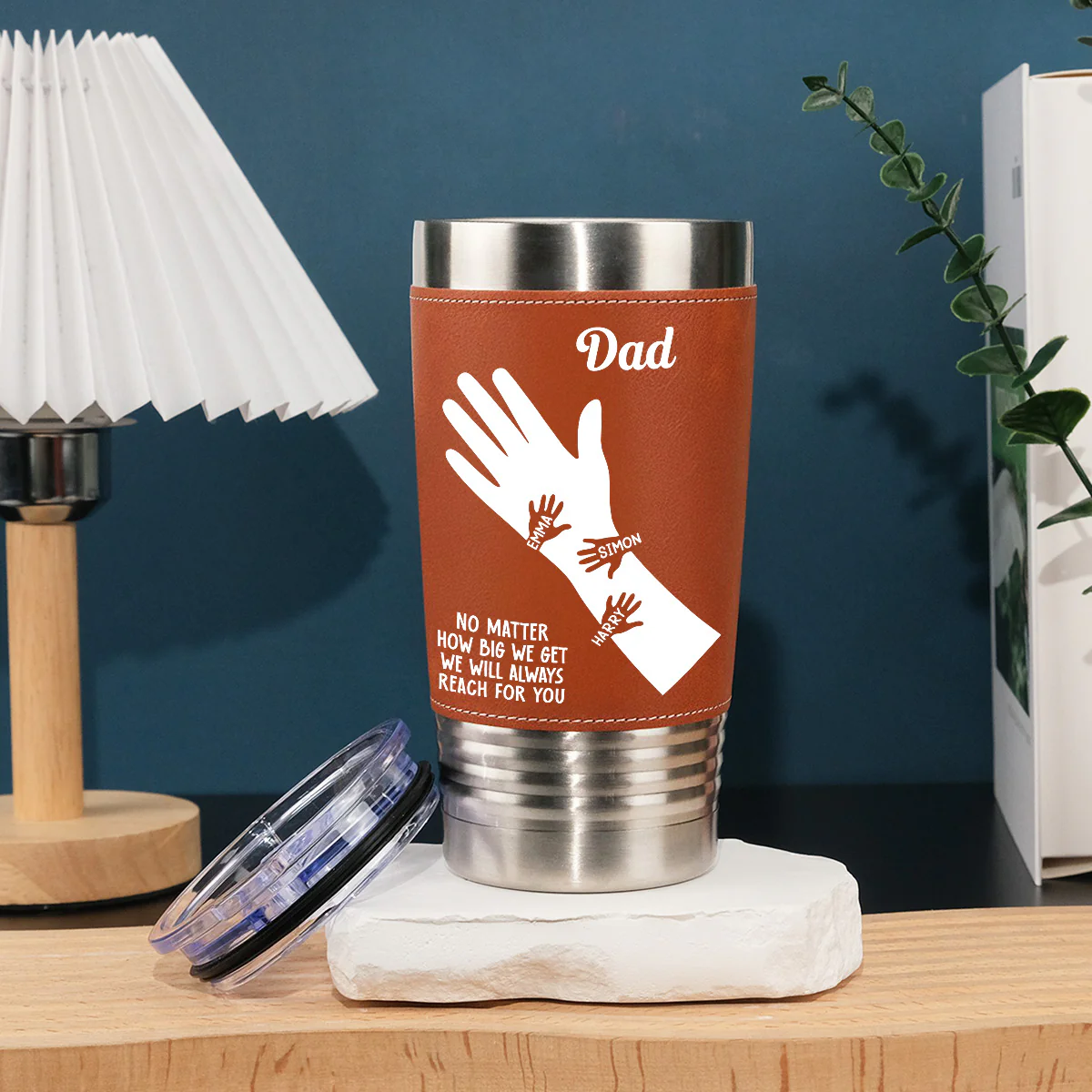 We Hold Our Hands Together And Forever - Personalized Custom Leather Tumbler - Image 2