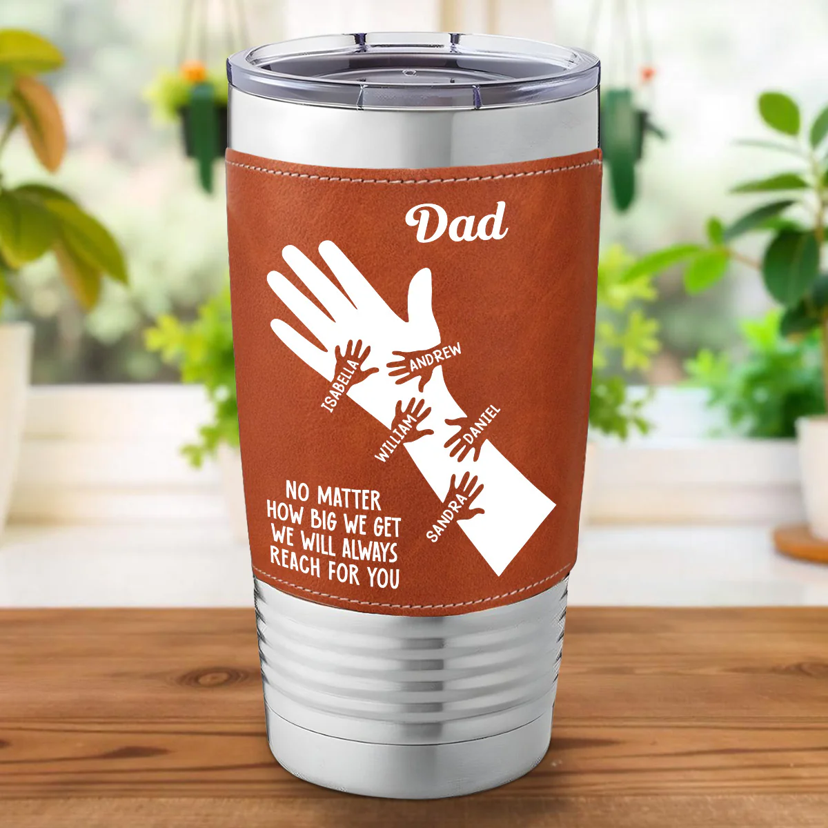 We Hold Our Hands Together And Forever - Personalized Custom Leather Tumbler - Image 6