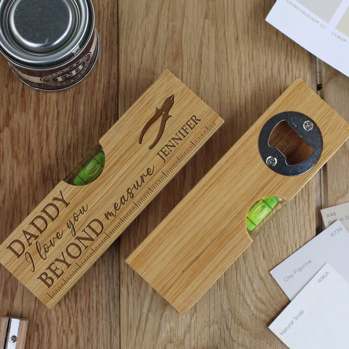 We Love You Beyond Measure - Personalized Custom Engraved Wooden Spirit Level Bottle Opener - Image 3