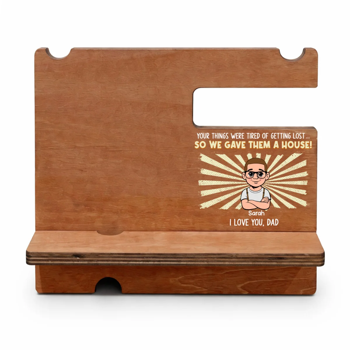 We Love You Dad - Personalized Custom Wood Phone Docking Station - Image 7