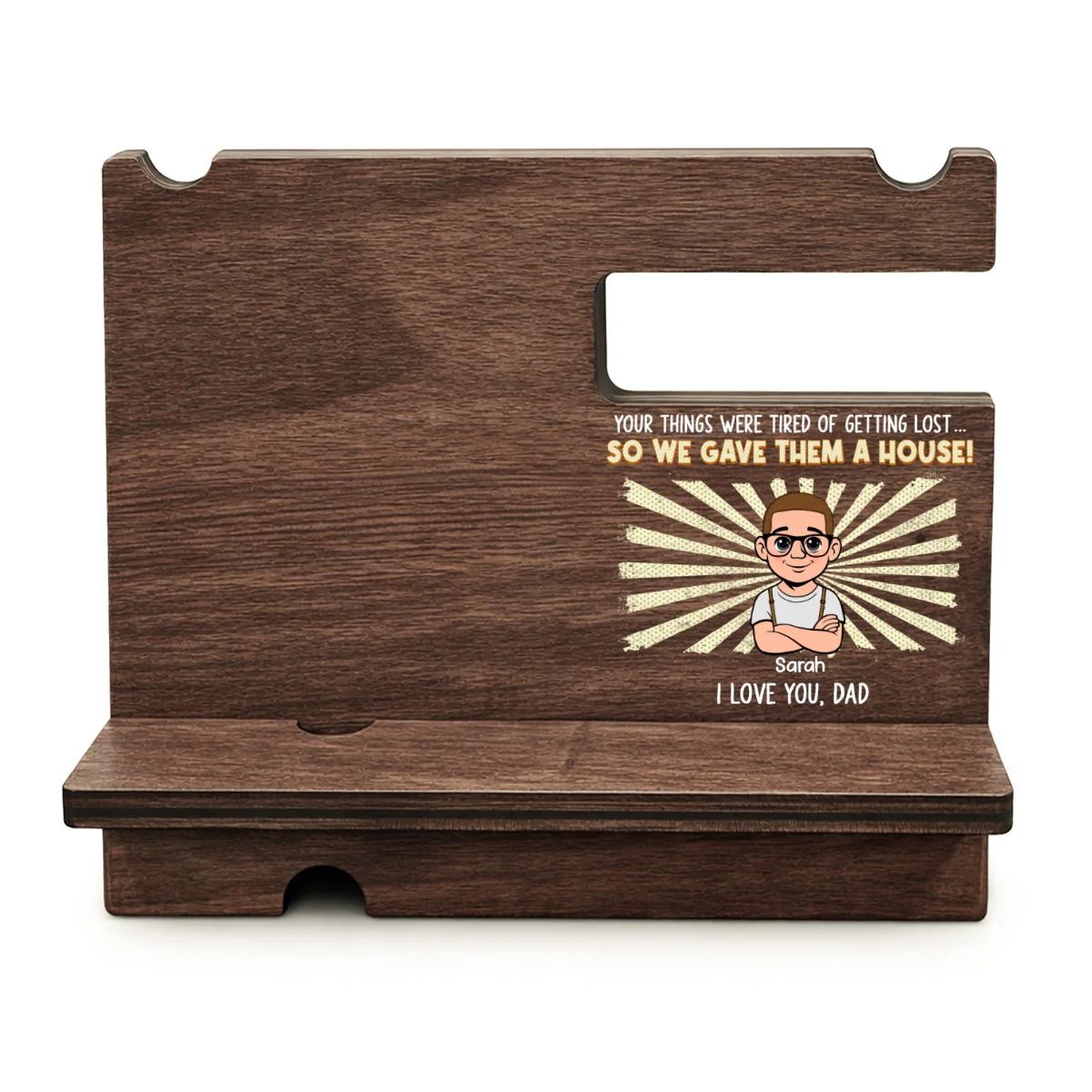 We Love You Dad - Personalized Custom Wood Phone Docking Station - Image 9