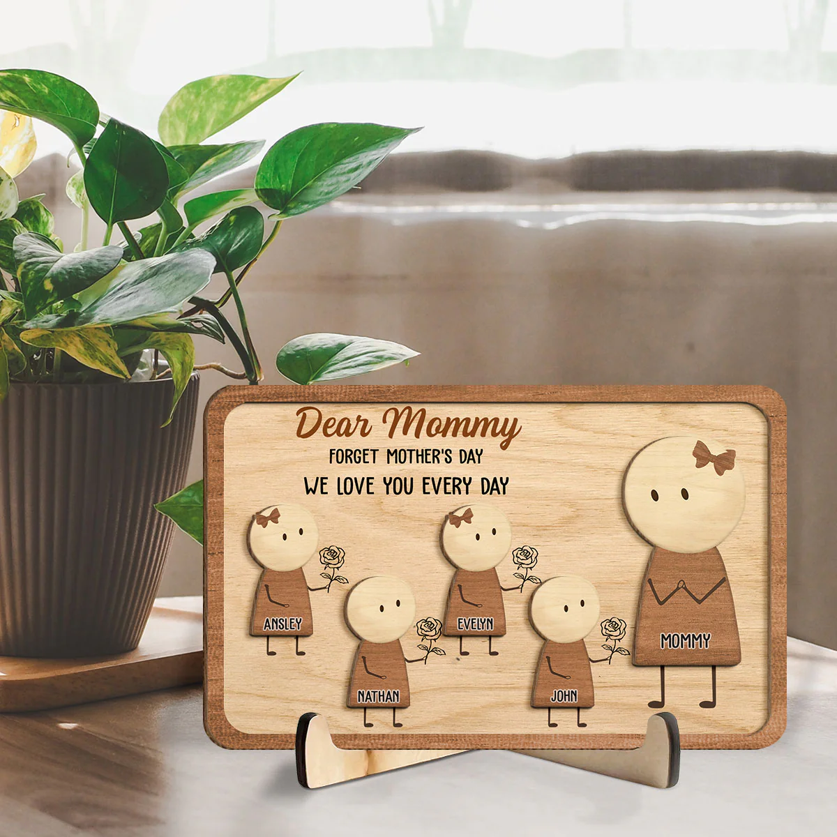 We Love You Everyday - Personalized Custom Wooden Plaque - Image 3