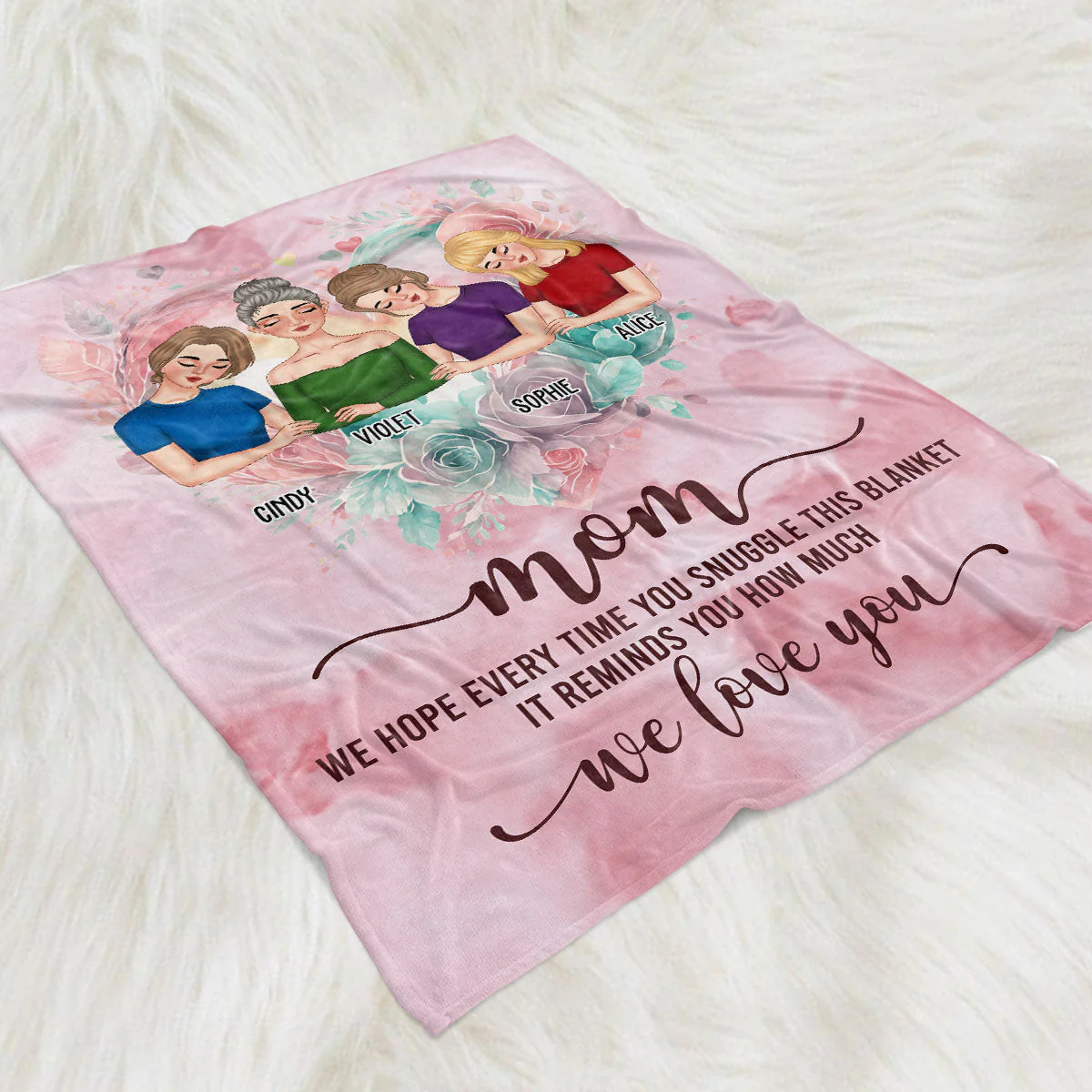 We Love You Mom - Personalized Custom Fleece Blanket - Image 2