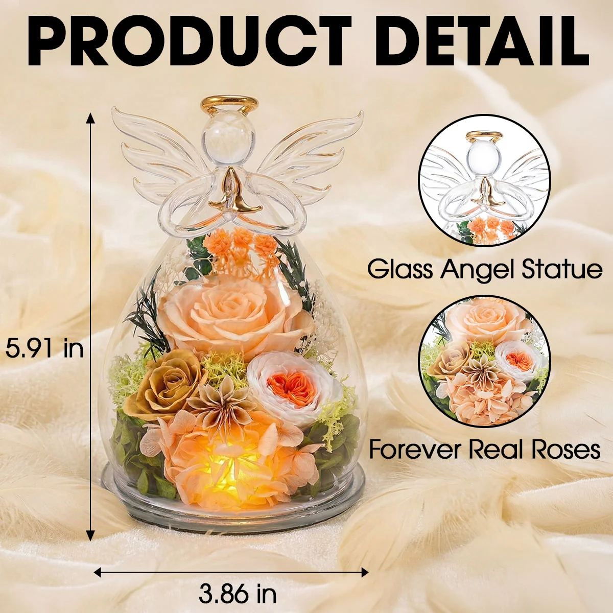 We Love You Mom - Personalized Custom Glass Angel Figurines Fresh Flowers - Image 7