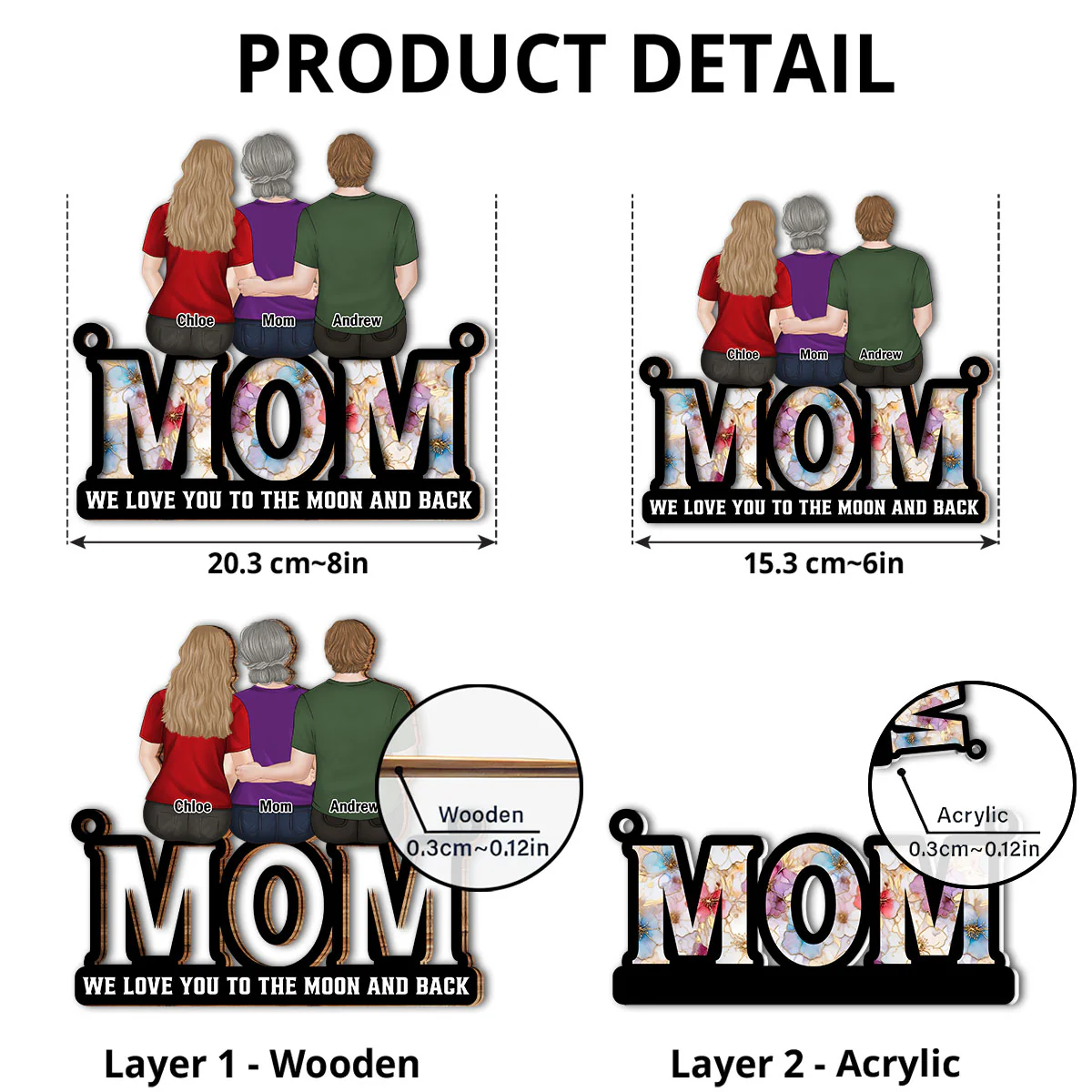 We Love You Mom - Personalized Custom Suncatcher - Image 5