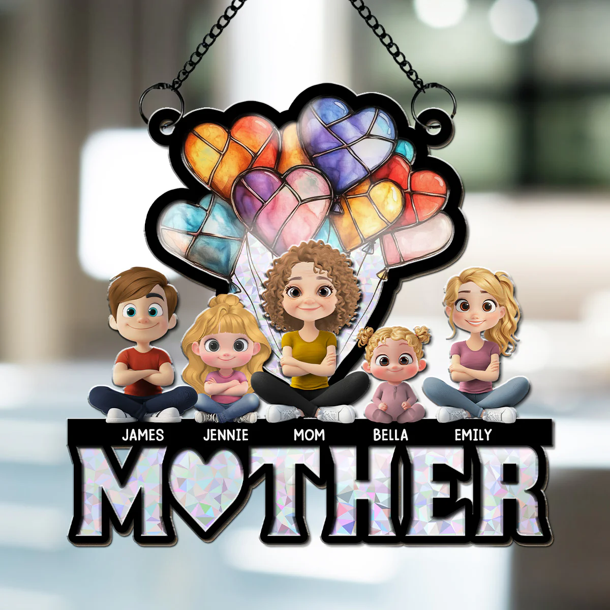 We Love You Mom - Personalized Custom Suncatcher - Image 4