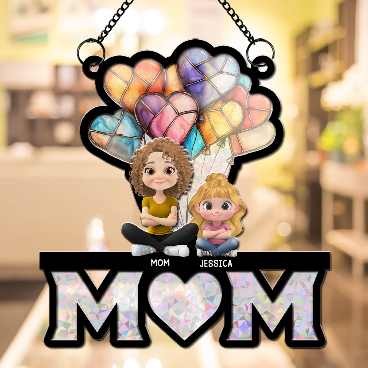 We Love You Mom - Personalized Custom Suncatcher - Image 5