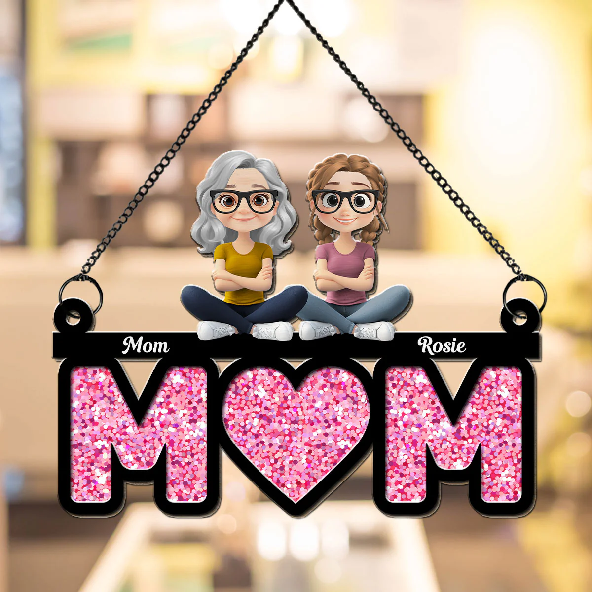 We Love You Mom - Personalized Custom Suncatcher - Image 4