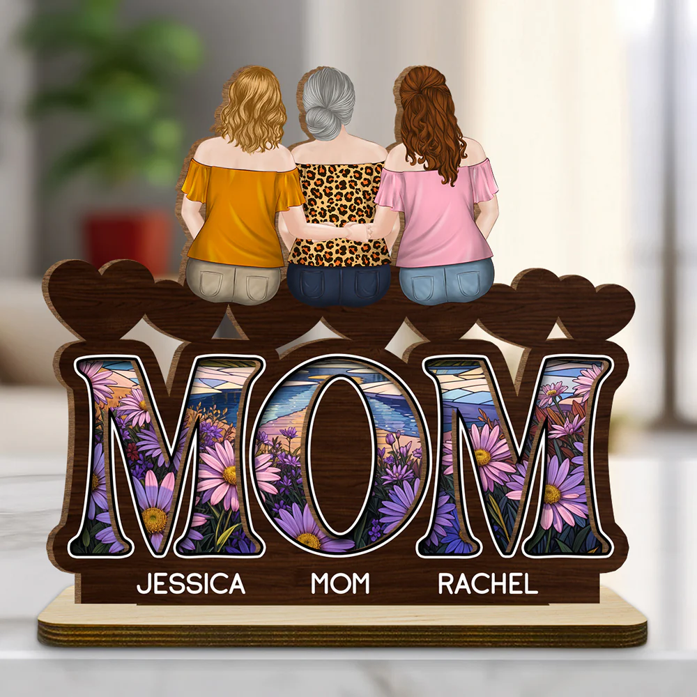 We Love You Mommy - Personalized Custom 2-Layer Wood Plaque With Flat Base - Image 5
