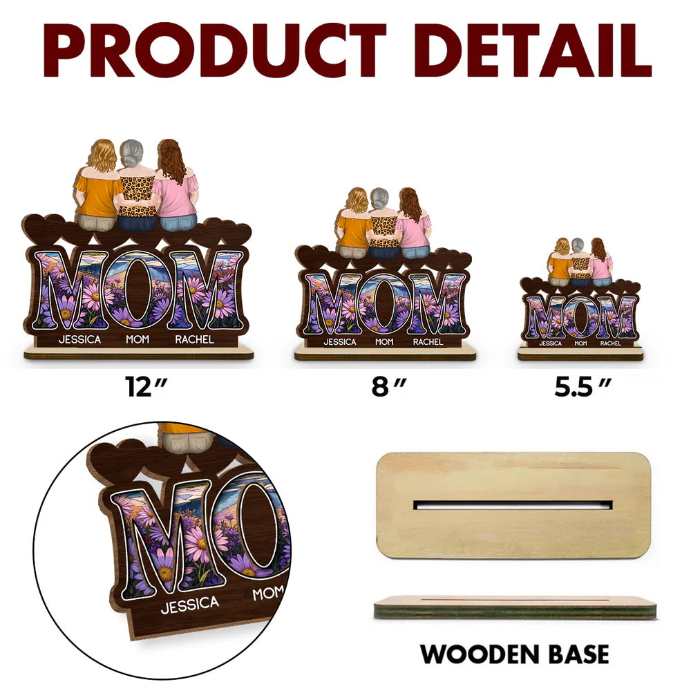 We Love You Mommy - Personalized Custom 2-Layer Wood Plaque With Flat Base - Image 6