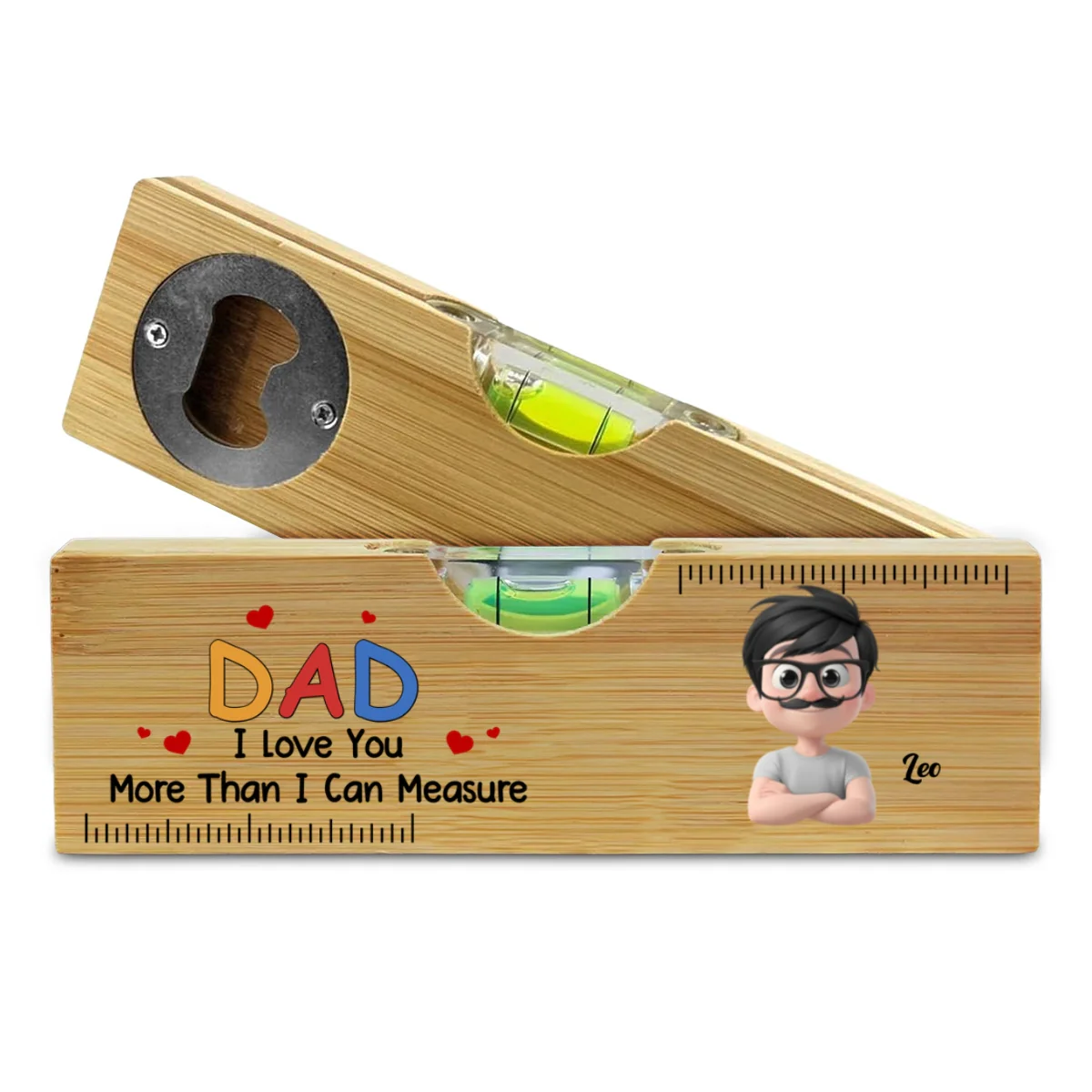 We Love You More Than We Can Measure - Personalized Custom Wooden Spirit Level Bottle Opener - Image 6