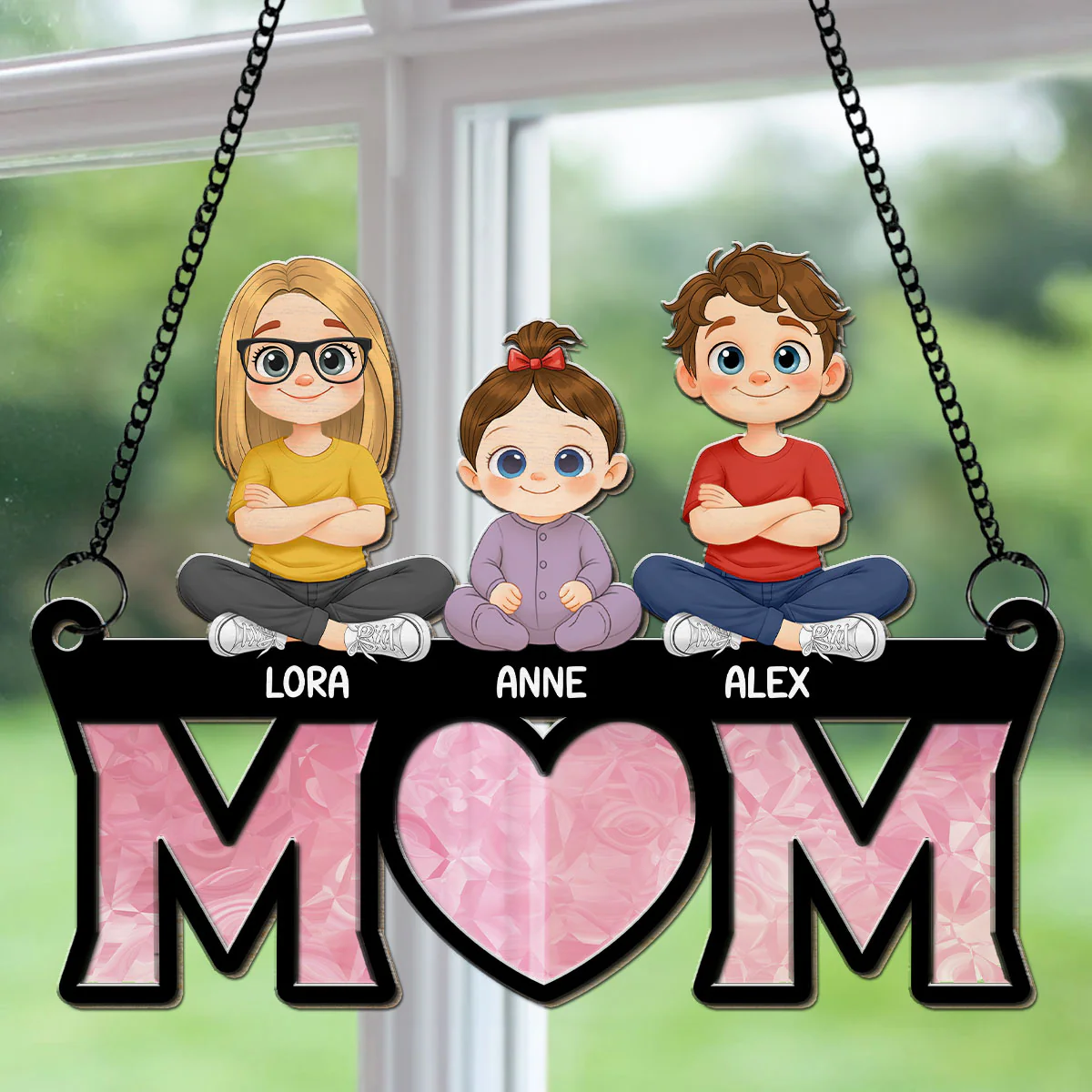 We Love You Mother - Personalized Custom Suncatcher