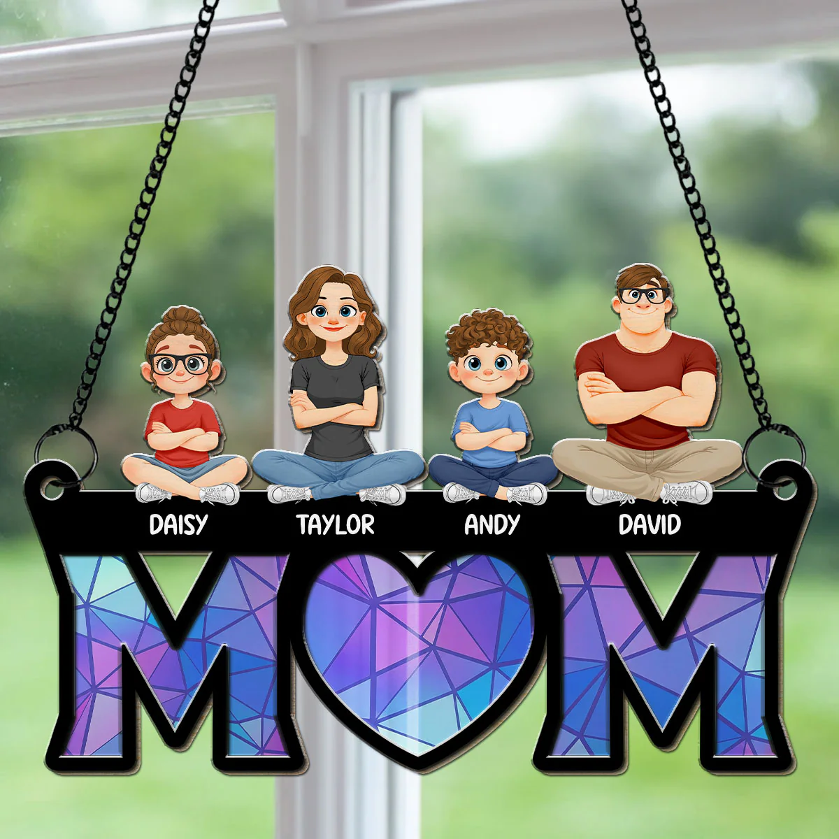 We Love You Mother - Personalized Custom Suncatcher - Image 4