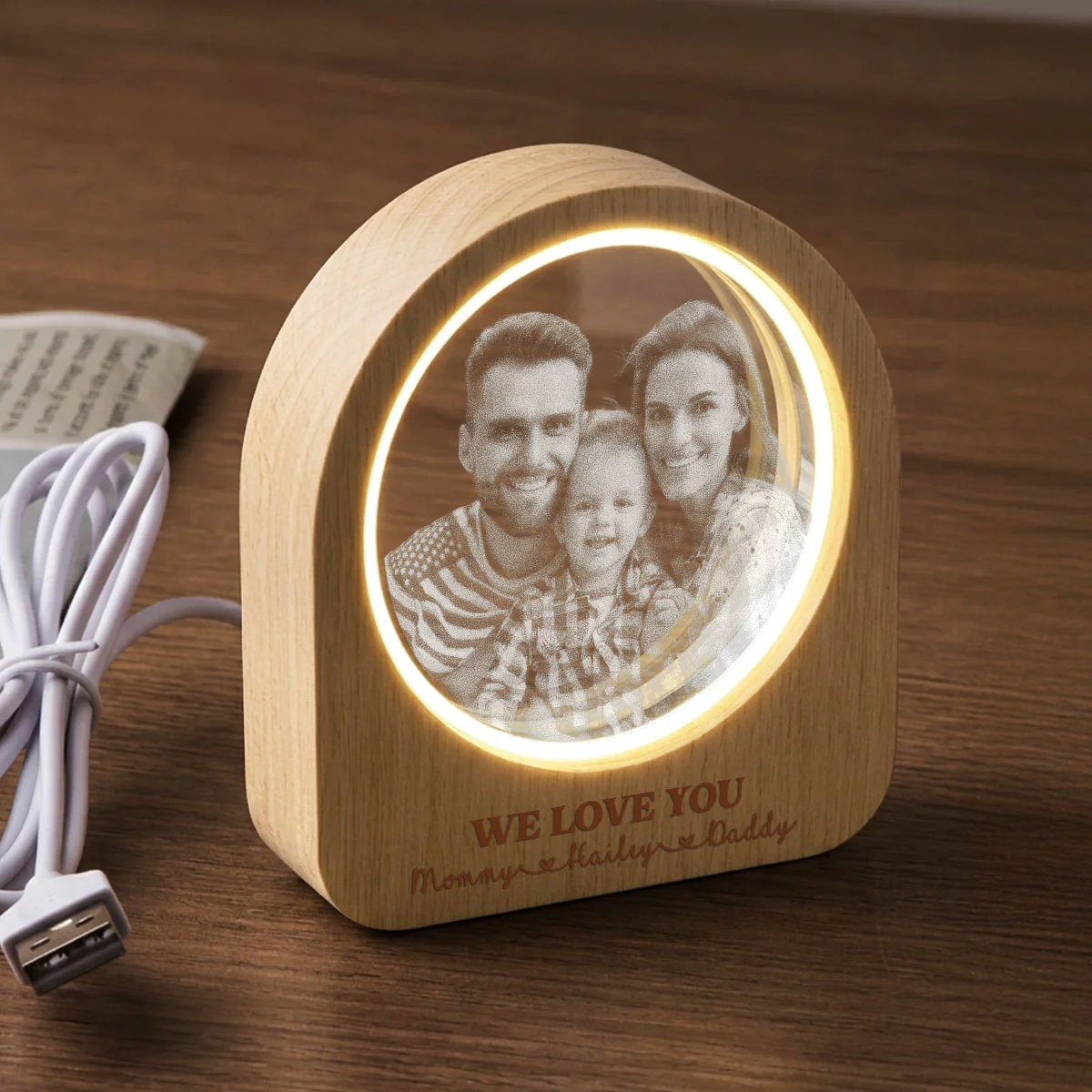 We Love You - Personalized Custom 3D Crystal Photo Portrait LED - Image 4