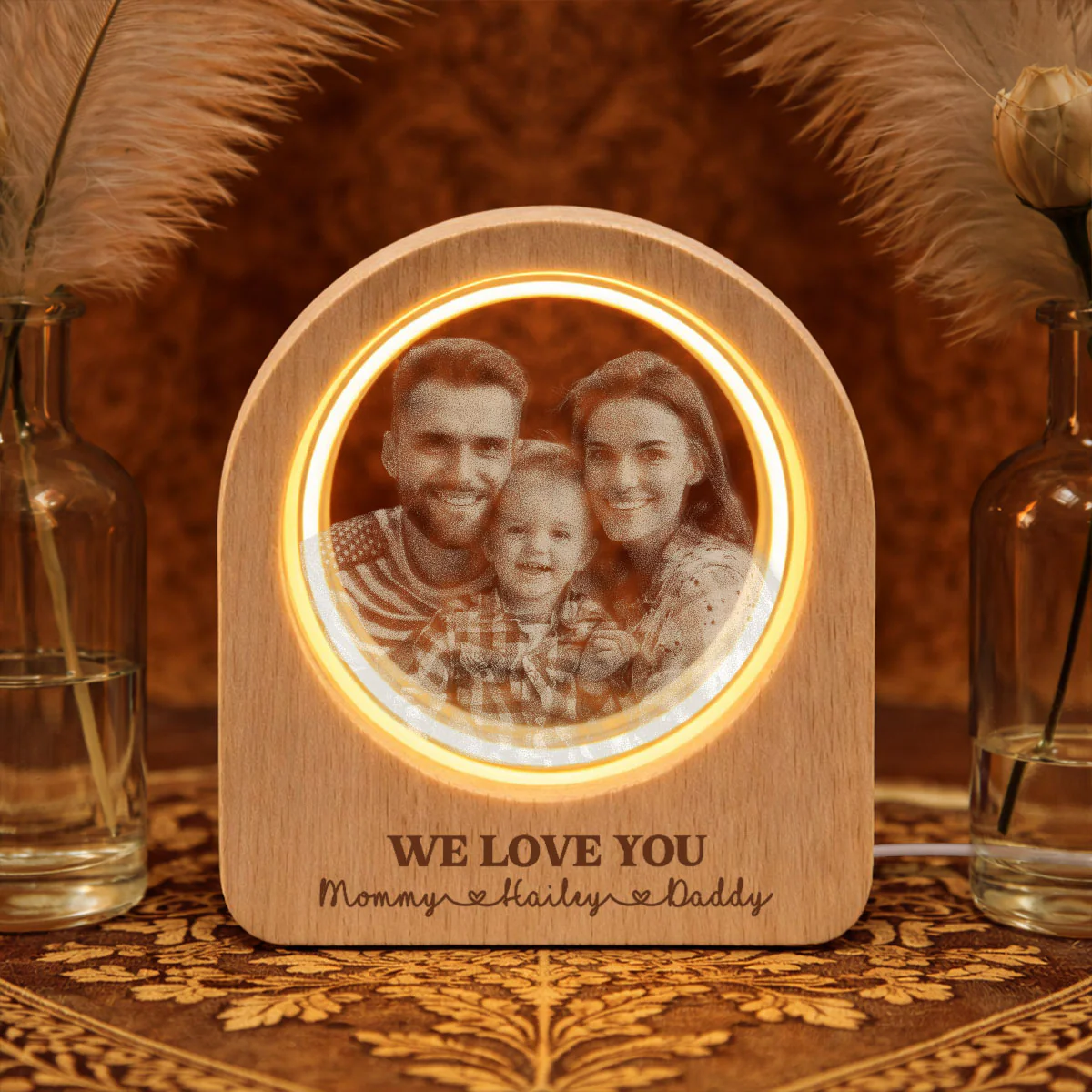 We Love You - Personalized Custom 3D Crystal Photo Portrait LED - Image 5