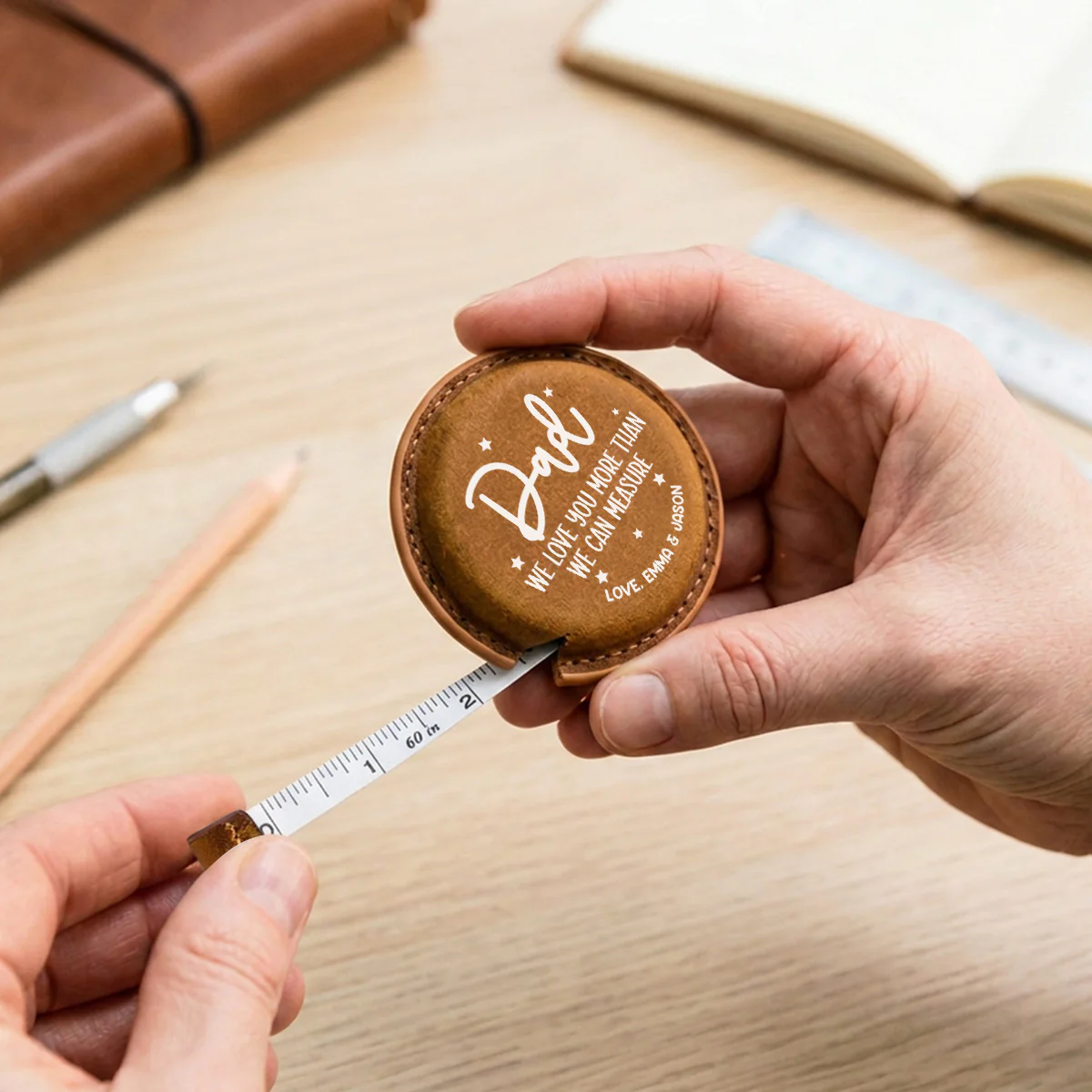We Love You - Personalized Custom Leather Tape Measure - Image 3