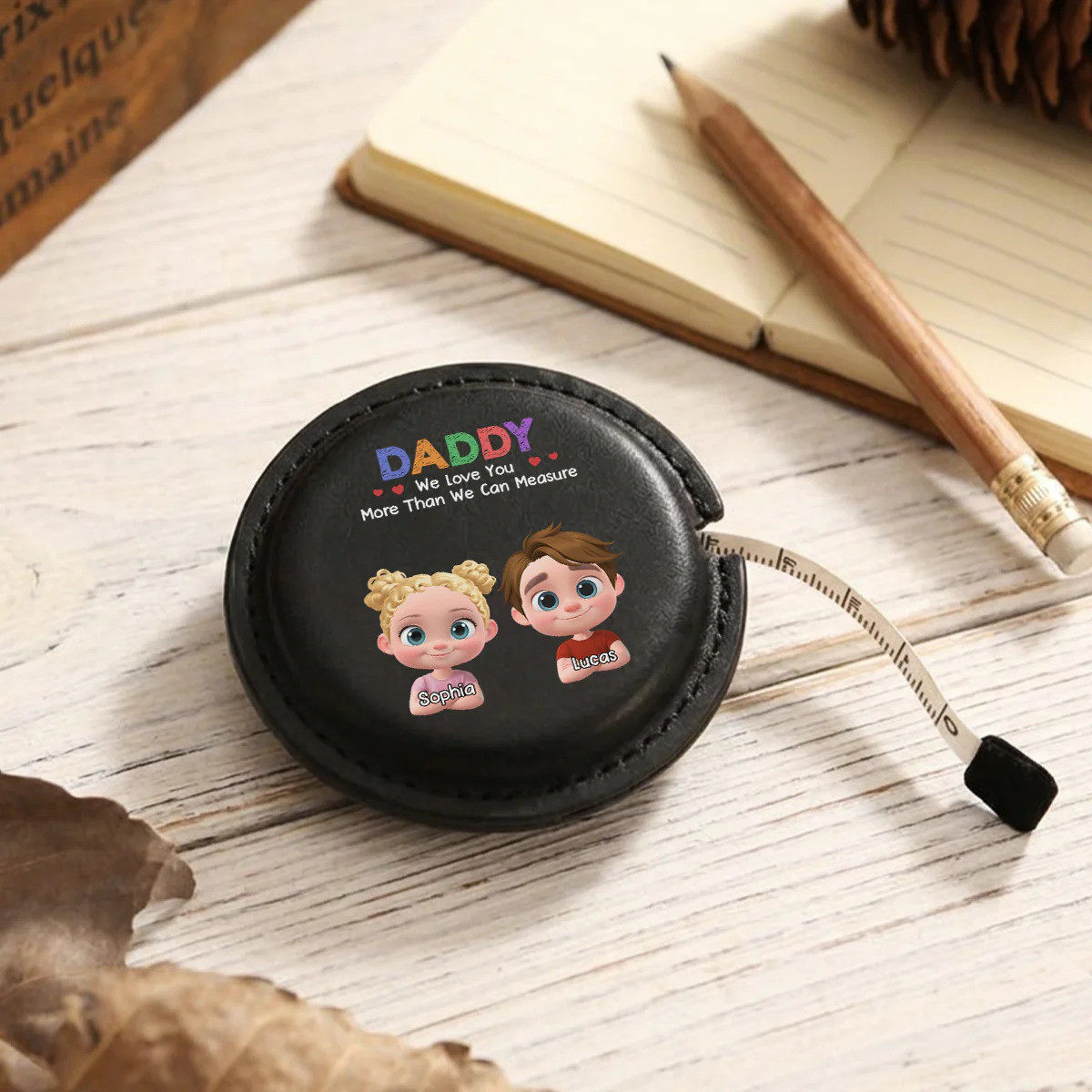 We Love You- Personalized Custom Leather Tape Measure