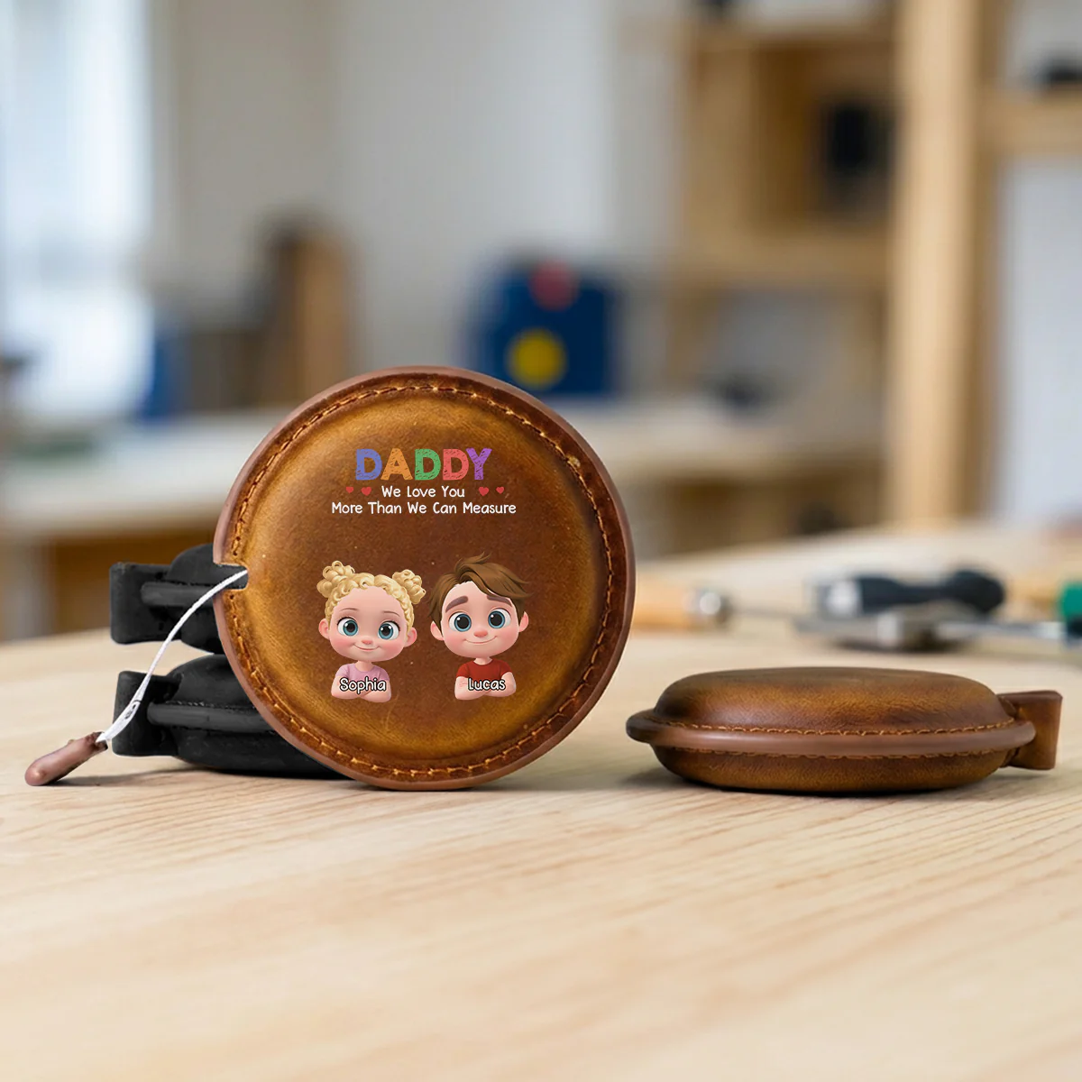 We Love You- Personalized Custom Leather Tape Measure - Image 6