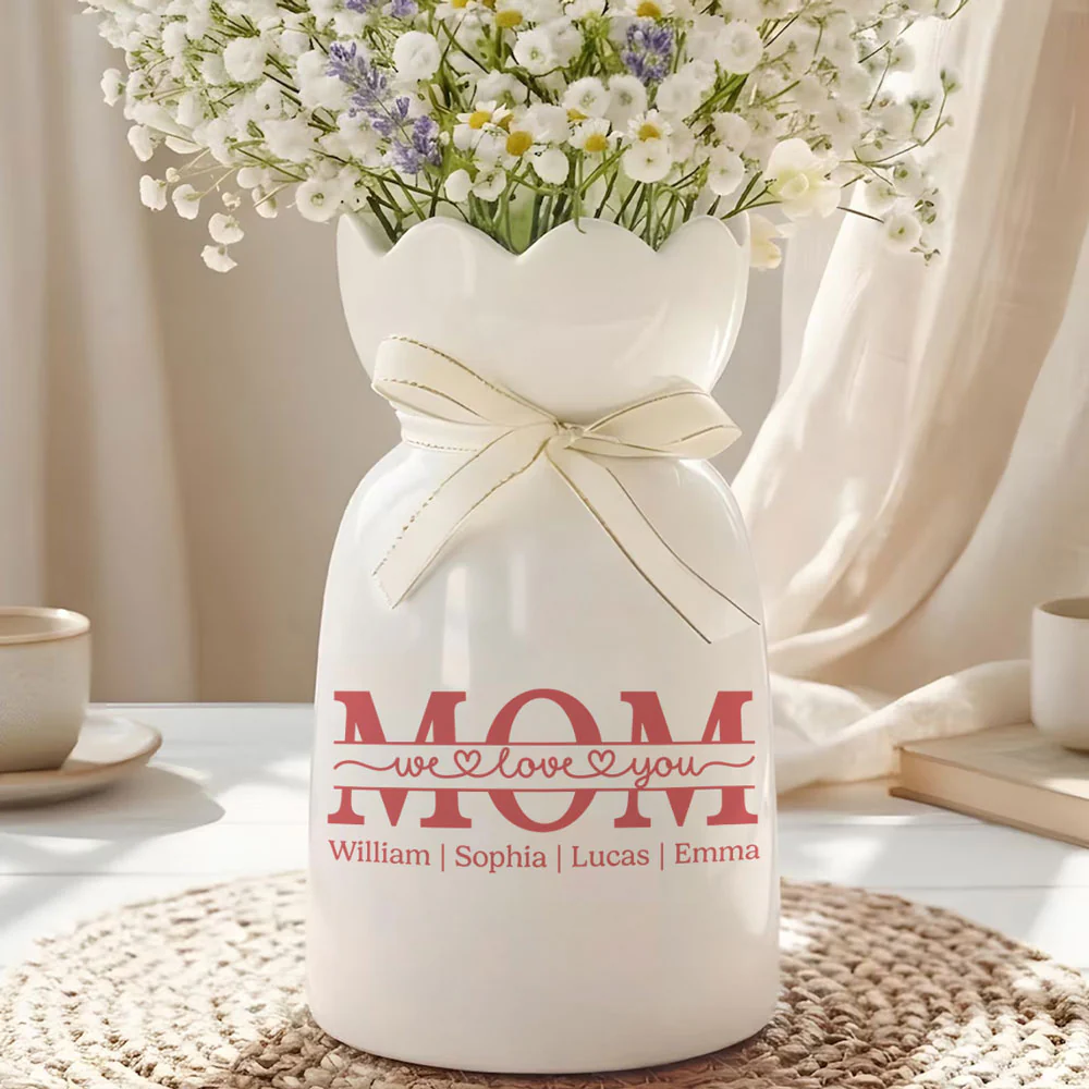 We Love You - Personalized Custom Ribbon Tie Flower Vase